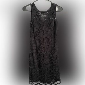 AMBIANCE Women/Girls Casual Embroidered Sleeveless Black Dress